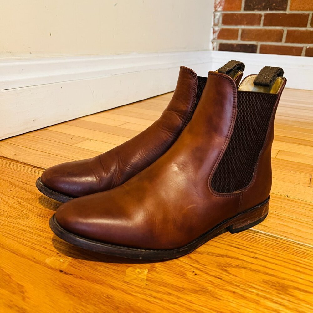 Loake 290T Chelsea Polished Brown Leather Boots Mens US 7 Handmade in England